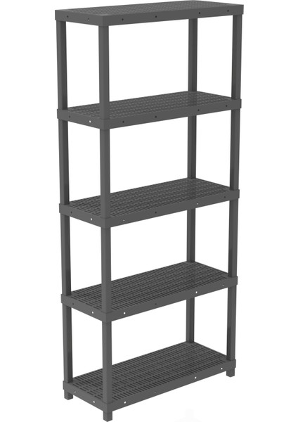 5 Katlı Delikli Plastik Raf 43X93X210 cm - Depo, Arşiv, Kiler, Dosya, Market, Bakkal Rafı