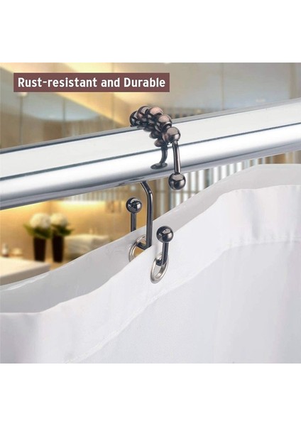 Duş Perdesi Kanca Yüzüğü Paslanmaya Dayanıklı Metal Çift Sürgülü Duş Kanca Yüzüğü Banyo Duş Perdesi Çubuğu Siyah (Yurt Dışından) fırsatları