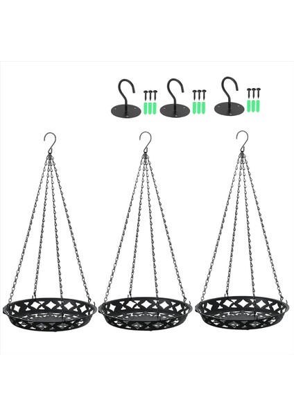 3 Paket Bitki Askısı, Kapalı Dış Mekan Bitkileri Için 12 Inç Metal Asılı Ekici, Dekoratif Asılı Bitki Rafı (Yurt Dışından)