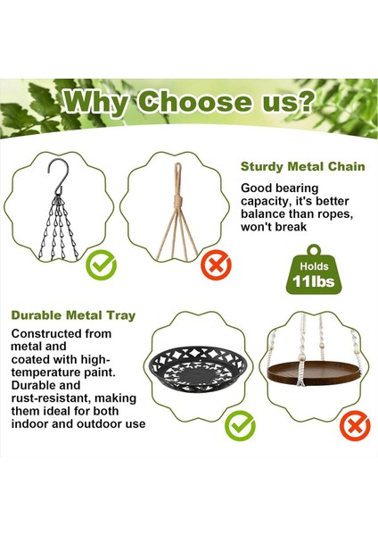 3 Paket Bitki Askısı, Kapalı Dış Mekan Bitkileri Için 12 Inç Metal Asılı Ekici, Dekoratif Asılı Bitki Rafı (Yurt Dışından) fiyatları