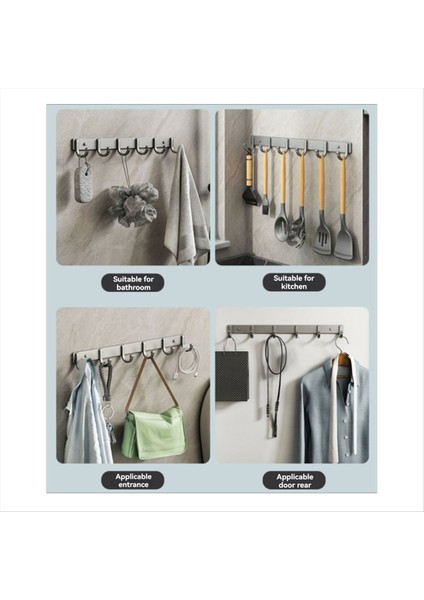 Uzay Alüminyum Kanca Banyo Havlu Kancası Oturma Odası Kapı Arka Giysileri Kanca Basit Depolama 6 Kancalar Tasarruf Etmek Için Yerden Tasarruf (Yurt Dışından) indirimleri