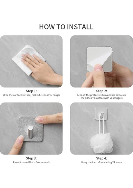 Ağır Hizmet Tipi Yapıştırıcı Kancalar, Kendi Yapışkan Kancalar, Ev Okulları ve Ofisler Için Kare Eğik Kancalar (4pcs) Gümüş (Yurt Dışından) indirimleri