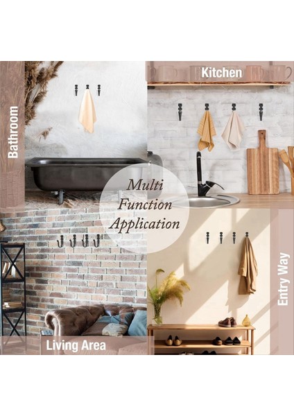 Dökme Demir Duvar Kancaları (5 Paket) Duvara Monte Çiftlik Evi Kapının Arkasında Dekoratif, Kiler (Yurt Dışından) fiyatları