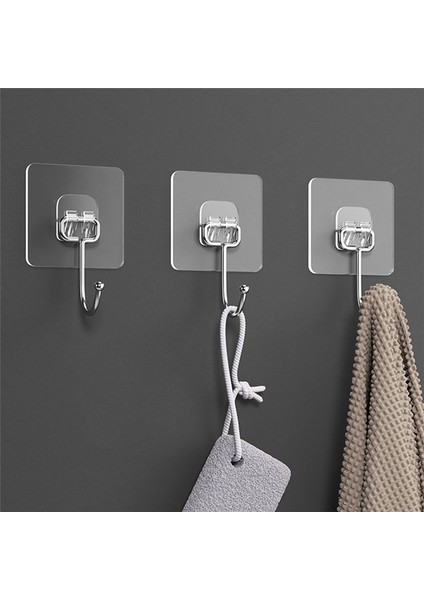 Asmak Için Yapışkan Kancalar Ağır Hizmet Tipi Duvar Kancaları Havlu Kancası, Banyo Duş Mutfağı Için Su Geçirmez Şeffaf Kancalar (Yurt Dışından) fiyatları