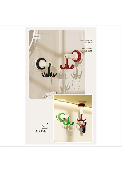 Altı Claw Hook Multi Function Spatula Kaşık Mutfak Tahliye Depolama Rafı Retro Emme Kupası Dikişsiz Duvar Kırmızı (Yurt Dışından) indirimleri