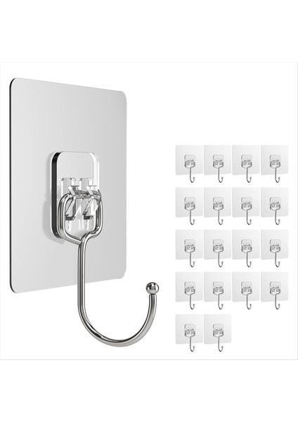 Banyo, Mutfak ve Ofis Için Uygun Büyük Yapışkan Kanca, Duvar Kancası, Güçlü Çıkarılabilir Yapıştırıcı Kanca (20 Adet) (Yurt Dışından)