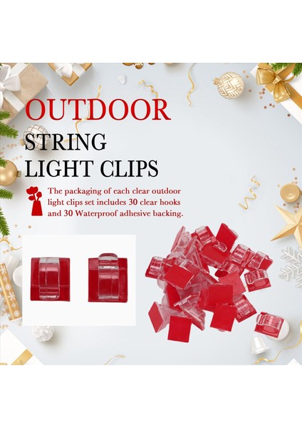 Açık Dize Işıkları Için Kancalar Klipsler 30 Paket Klipsleri 30 Su Geçirmez Yapıştırıcı Destekli Işık Kancası (Yurt Dışından) fırsatları