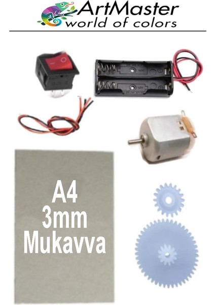 Oyuncak Araba Yapım Seti 1 Paket Okul Deney Dc Motor Çark Dişli Plastik Tekerlek 2 Adet Metal Şaft Proje Deney Seti fırsatları