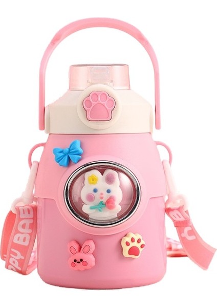 650ML Paslanmaz Çelik Taşınabilir Karikatür Çocuk Içme Suyu Şişesi Pipetli Su Şişesi Termos Bardak Açık Içme Suyu Şişesi Okul Şişesi (Yurt Dışından)