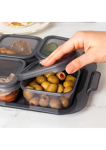 2043 Tepsili Kahvaltılık Kapaklı Kahvaltılık 6 Bölmeli Sızdırmaz Kapaklı Bölmeli Füme modelleri