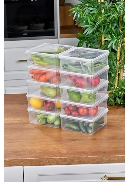 Set Saklama Kabı, 10 Adet 2500ML Kare Şeffaf Kendinden Kapaklı Saklama Kabı, Bpa Içermez, Buzdolabı, Dondurucu ve Dolap Organizeri fırsatları