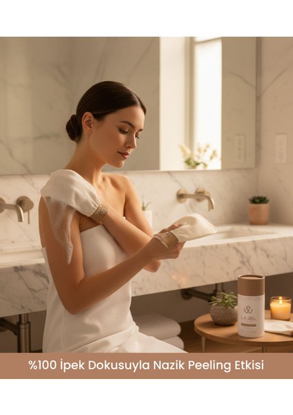 Premium Duş ve Yüz Kesesi Seti Organik Floş İpek Peeling Eldiveni 3'lü Tüm Cilt Tipleri modelleri