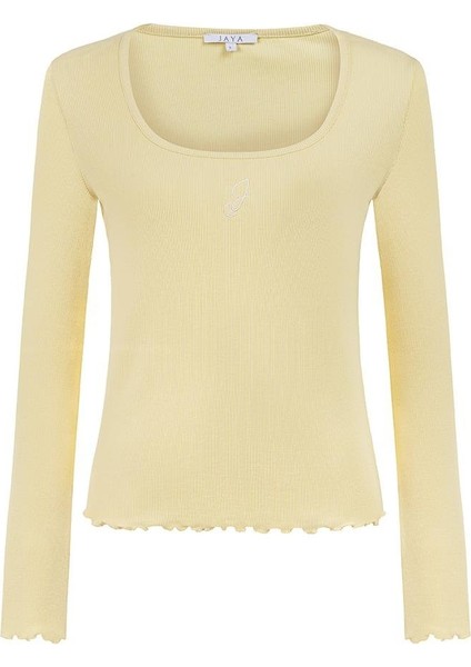 Kare Yaka Ribana Uzun Kollu Pijama Takımı / Sarı fiyatları