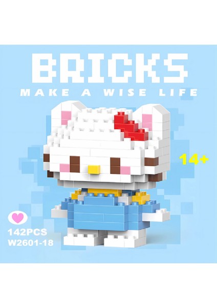Hello Kitty ve Arkadaşı Çift Nano Blok Seti | Pembe & Mavi Kawaii Yapı Figürleri fiyatları