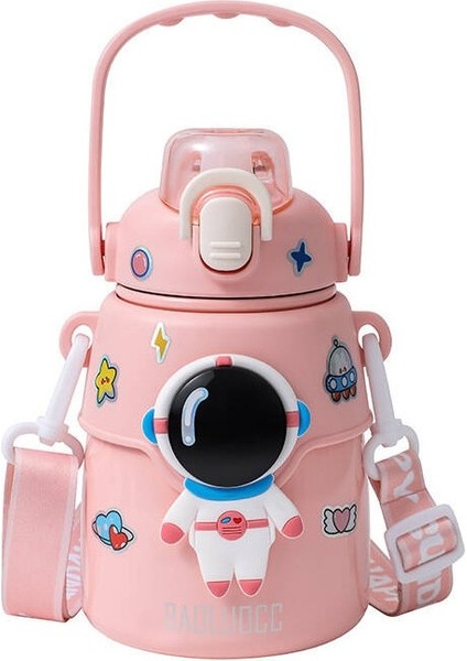 ml Astronot Karikatür Paslanmaz Çelik Taşınabilir Kayışlı Su Şişesi (Yurt Dışından)