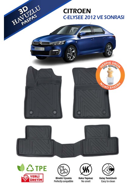 Havuzlu 4d Siyah Paspas Takımı,citroen C-Elysee 2012 ve Sonrası 4d Havuzlu Paspas