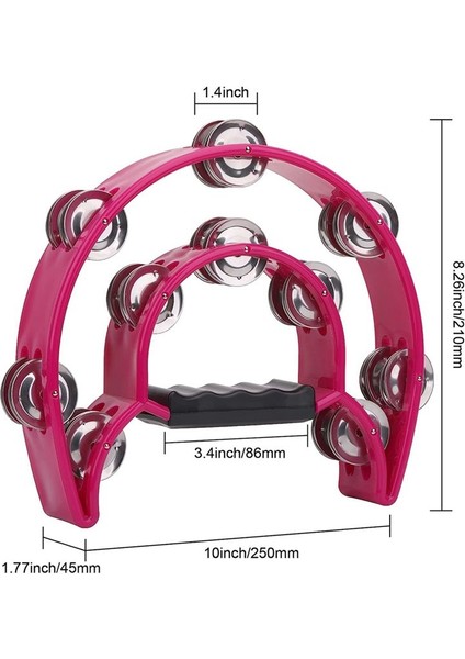 2 Pack 10 Inç Çift Sıra Tef, Yetişkin, Yarım Ay Müzikal Tef 20 Metal Jingles Elde Tutulan Perküsyon Davul (Yurt Dışından) fırsatları