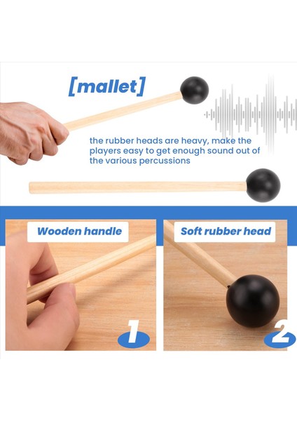 2pcs Yumuşak Kauçuk Kafa Çubukları Ahşap Sap Çan Malletleri Glockenspiel Ksilofon Bell Müzik Enstrümanları Parçalar Siyah (Yurt Dışından) indirimleri
