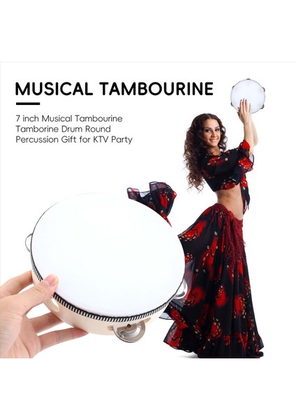 Ktv Partisi Için 7 Inç Müzikal Tef Tamborine Davul Yuvarlak Perküsyon Si (Yurt Dışından) fırsatları