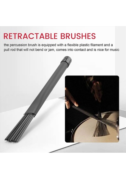 1 Çift Caz Davul Fırçaları Geri Çekilebilir Davul Çubukları 32 cm Siyah (Yurt Dışından) indirimleri