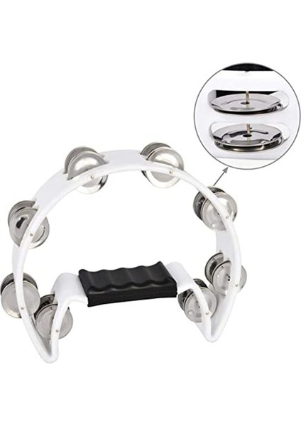 Half Moon Tambourine - Müzik Enstrümanı Perküsyon Drum &amp; Guitar Oynama (Beyaz) (Yurt Dışından) fırsatları