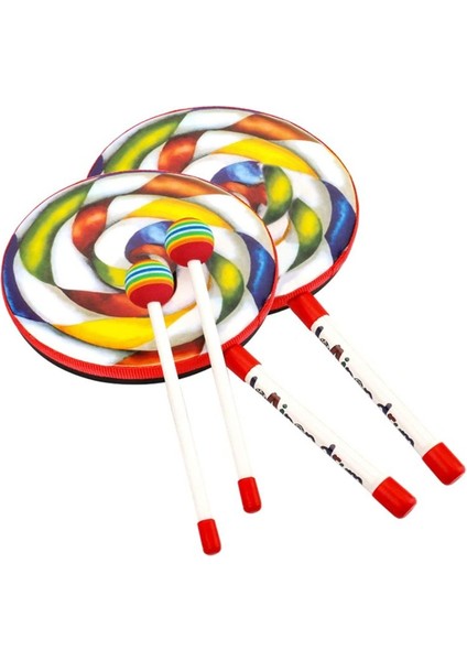 Orff Instruments 2 Pack Lollipop Davulları 6inch Dans Sahibi Perküsyon Enstrümanları El Davası Okul Öncesi Eğitim Oyuncakları (Yurt Dışından)
