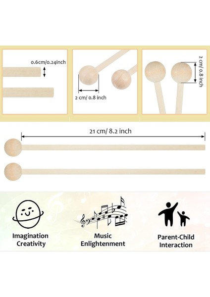20 Pcs Ahşap Malletler Perküsyon Glockenspiel Ksilofon Malletler Çubuklar Ahşap Küçük Müzikal Sopalar Chime, 8.2 Inç (Yurt Dışından) fiyatları