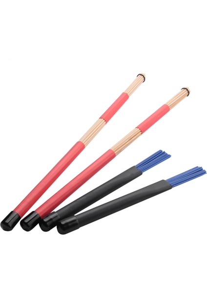 1 Çift 40 cm Bambu Çubuk Davul Fırçaları Caz Halk Müziği ve 1 Çift Caz Davul Fırçaları Geri Çekilebilir Davul Çubukları 32CM (Yurt Dışından)
