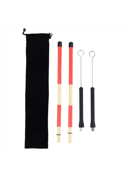 1 Çift Davul Fırçaları Geri Çekilebilir Tel Fırçalar Davul Davul Çubukları Fırça + 1 Çift Çubuklar Davul Fırçaları Çubuklar Davul Çubuk Seti (Yurt Dışından)