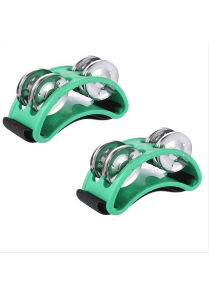 2pcs Ayak Tef Perküsyonu, Müzik Aleti Çelik Jingle Çanları ile Perküsyon Pedalı - Yeşil (Yurt Dışından)