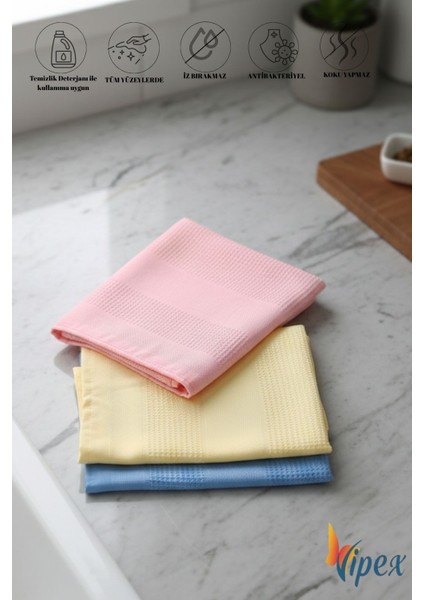 3 Adet Dekoratif Prizma Çok Amaçlı Temizlik-Kurulama Bezi 40X60