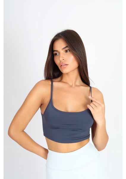 Crop Fit Sütlü Kahverengi Askılı Spor Bra fiyatları