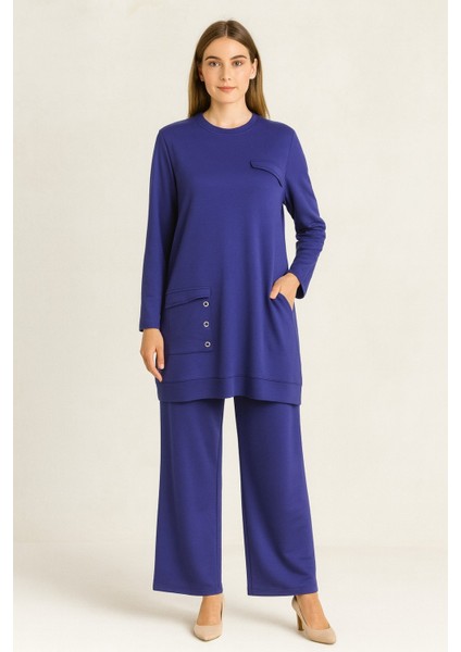 944 Cepli Kuşgöz Detaylı Penye Ikili Tunik Takım #10-25#