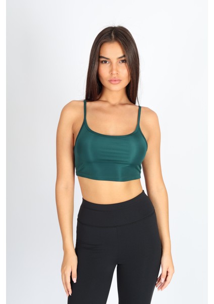 Crop Fit Sütlü Kahverengi Askılı Spor Bra fiyatları