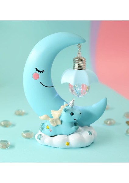 13.5cm Unicorn Figürlü Ay Tasarımlı LED Gece Lambası – Pil ile Çalışan Dekoratif Masa Üstü Işık, Çocuk Odası, Bebek Odası ve Hediye Için Masaüstü Lamba fırsatları