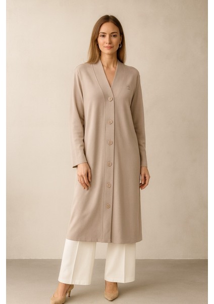 974 Düğmeli Flar Detaylı Oyşo Kumaş Hırka #10-25#