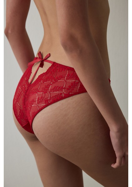 Kırmızı Bow Detailed Slip Külot fiyatları