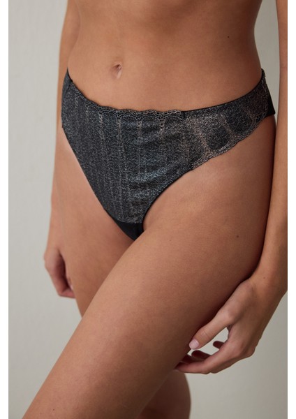 Gümüş Antrasit Shinny Brazilian Külot