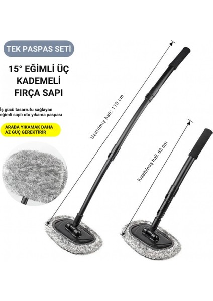 110CM Uzayabilen Teleskopik Saplı Kuru Islak Araç Temizleme Mopu, Iz ve Çizik Bırakmaz Fırça modelleri