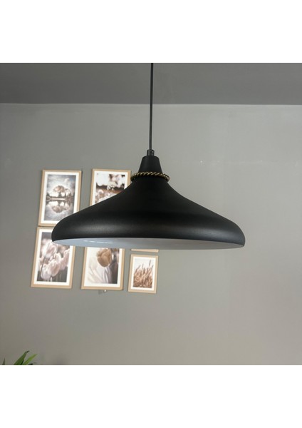 Champion Siyah Sezar Başlık Tekli Avize Sarkıt Salon Mutfak Cafe Butik Lamba Aydınlatma Avizeler