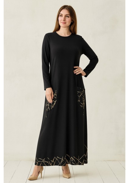 1064 Cepli Payetli Etek Ucu Desenli Elbise #10-25#