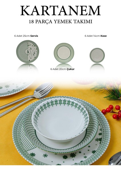 Kartanem 18 Parça 6 Kişilik Porselen Yemek Takımı fırsatları