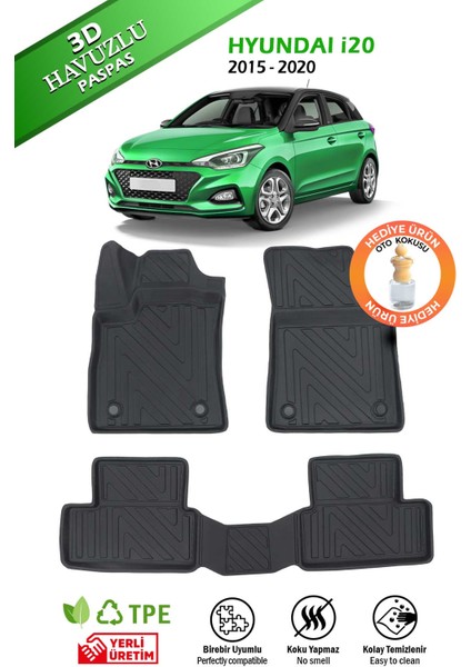 Havuzlu 3D Siyah Paspas Takımı, Hyundaı I20 , 2021 Sonrası 3D Havuzlu Paspas