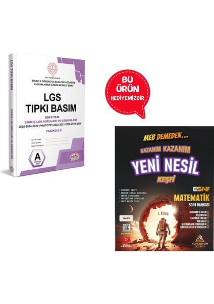 2025-2026 Lgs Tıpkı Basım Son 8 Yılın Çıkmış Soruları ve Çözümleri + Matematik Soru Bankası Hediyeli