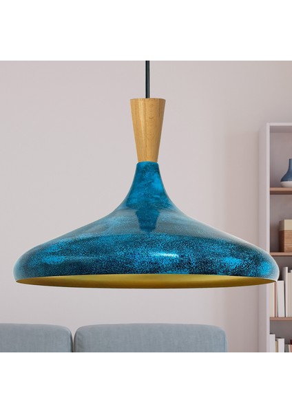 Champion Okyanus Ahşap Huni Tekli Avize Sarkıt Salon Mutfak Cafe Butik Lamba Aydınlatma Avizeler