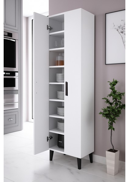 2 Kapaklı 8 Raflı Çok Amaçlı Dolap