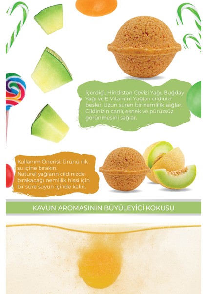 Kozmetik 2'li Banyo Topları Doğal Hindistan Cevizi Buğday Yağı ve E Vitaminli Kavunlu Banyo Bombası 50 gr fiyatları