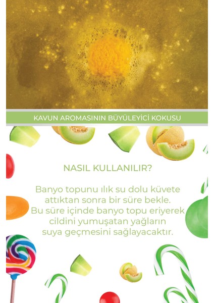 Kozmetik 2'li Banyo Topları Doğal Hindistan Cevizi Buğday Yağı ve E Vitaminli Kavunlu Banyo Bombası 50 gr modelleri