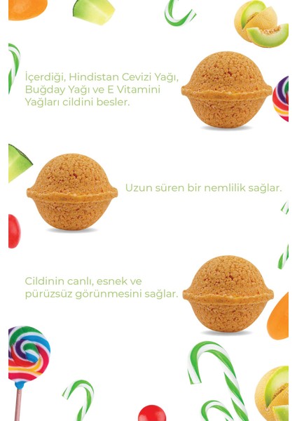 Kozmetik 2'li Banyo Topları Doğal Hindistan Cevizi Buğday Yağı ve E Vitaminli Kavunlu Banyo Bombası 50 gr fırsatları
