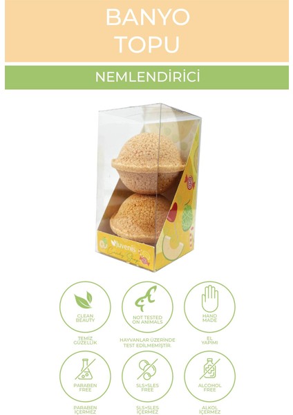 Kozmetik 2'li Banyo Topları Doğal Hindistan Cevizi Buğday Yağı ve E Vitaminli Kavunlu Banyo Bombası 50 gr indirimleri